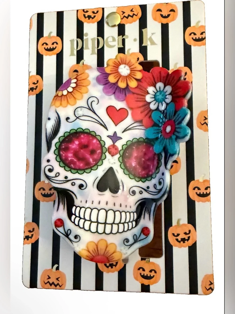 Piper Floral Sugar Skull Day of the Dead Hair Claw Clip NWT